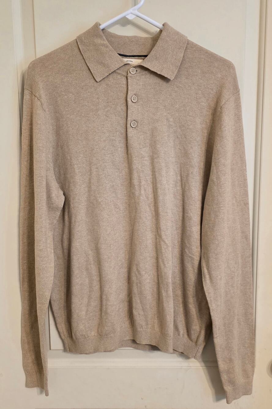 Weatherproof cotton cashmere blend long sleeve polo